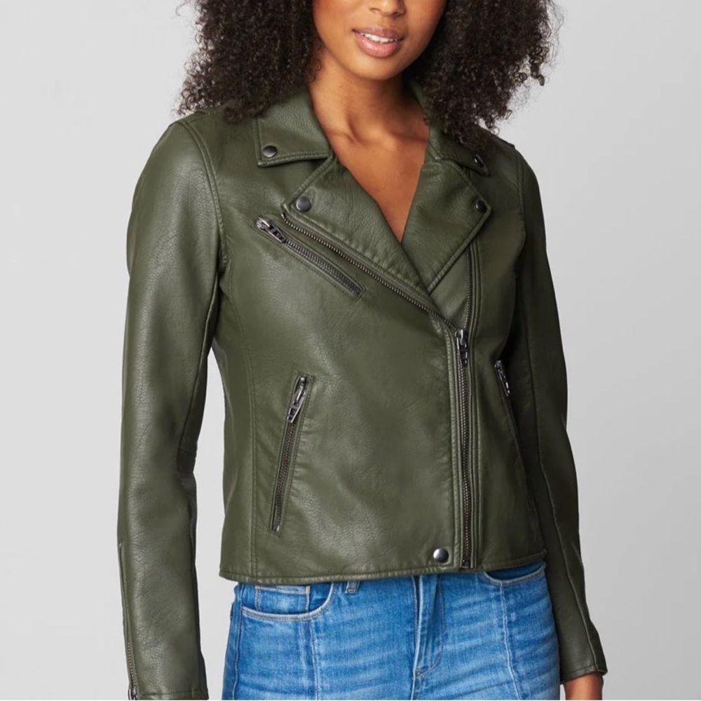 Blank NYC | Olive Green Winning Ticket Faux Leather Jacket | Sz S